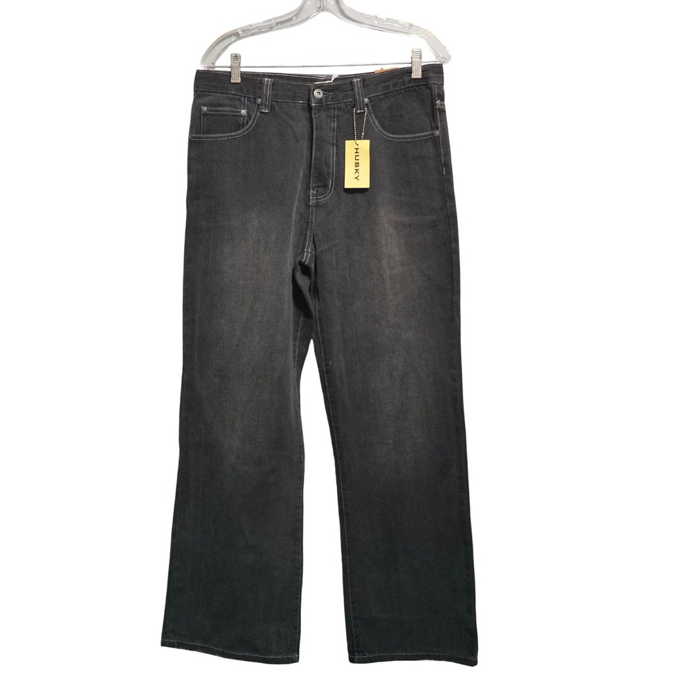 Flypaper Boys Husky Jeans Size‎ 16H Faded Black Contrast Stitch Wide Leg NWT